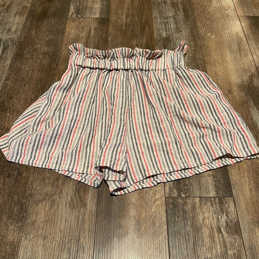 MARBLE by Anthropologie High Waist Red and White Striped Shorts